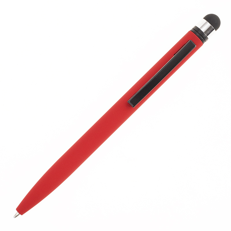Ручка-стилус с логотипом и прорезиненным покрытием